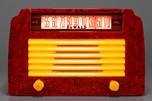 DeWald A-502 ’Step-Top” in Oxblood + Yellow Insert Grille Catalin Radio